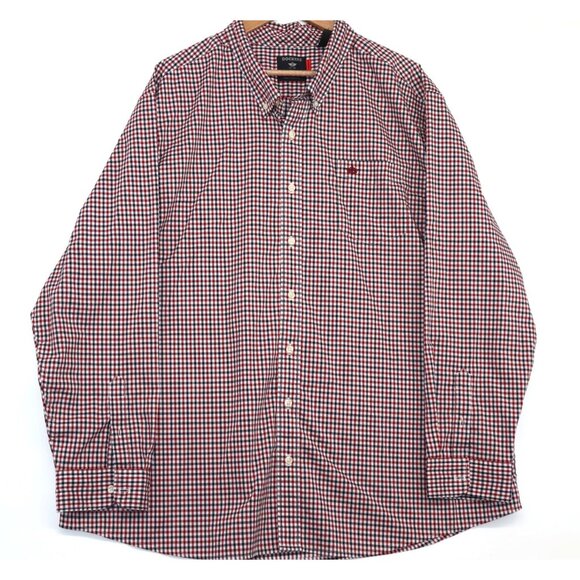 Dockers Mens Classic Fit Red Navy Gingham Button-Down Long Sleeve Shirt Size XL - Picture 1 of 9